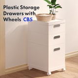 FlexiSpot Stackable Plastic Storage Boxes with Wheels CB5 White
